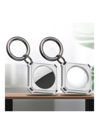 Four Square Carbon Fiber Case with Keychain Ring for Apple AirTag White - v1631121231/N50686538A_1