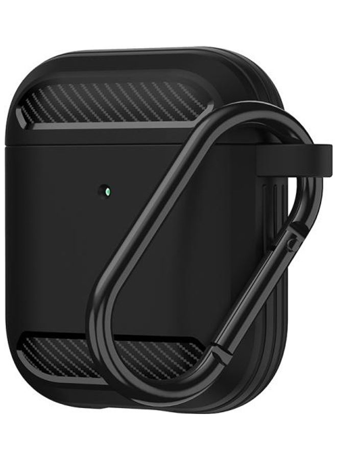 Wireless Earphones Shockproof Carbon Fiber Armor TPU Protective Case For AirPods 1/2 Black