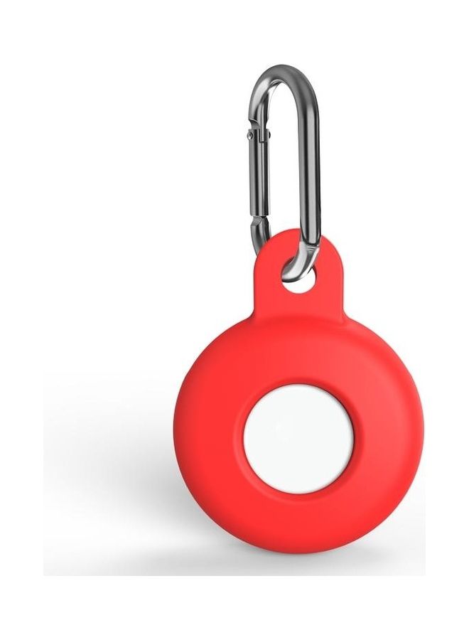 BGM - Anti-Scratch Silicone Shockproof Protective Cover Case with Carabiner for Apple AirTag Red - Image 1