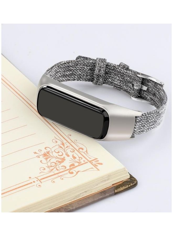 BGM Stainless Steel Canvas Strap For Samsung Galaxy Fit Black - Image 5