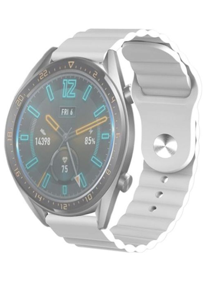 BGM Reverse Buckle Wave Silicone Strap Watch Band 22mm For Huawei Watch GT2e/GT2 46mm White - Image 3