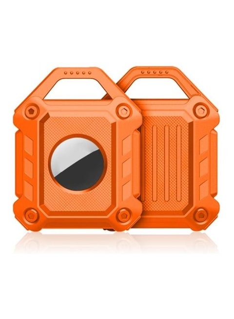 Armor Anti-Scratch Shockproof TPU Protective Cover Case with Keychain Hook Loop for Apple AirTag Orange
