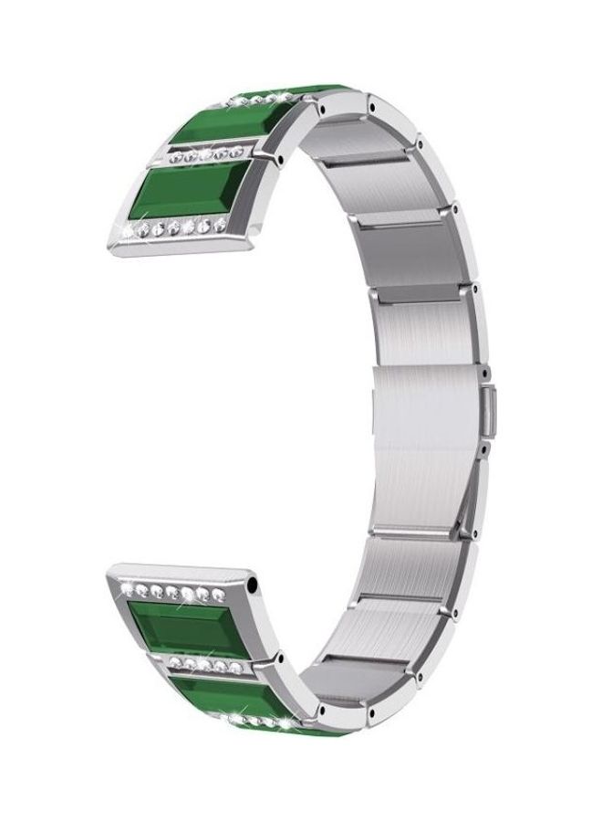 BGM For Samsung Galaxy Watch 3 45mm Active Diamond Encrusted Replacement Watchbands Silver/Green - Image 1