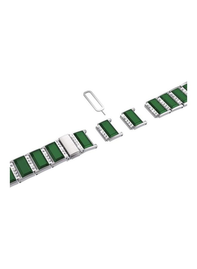 BGM For Samsung Galaxy Watch 3 45mm Active Diamond Encrusted Replacement Watchbands Silver/Green - Image 4