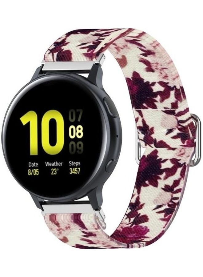 BGM Adjustable Elastic Printing Replacement Watchband 20mm For Samsung Galaxy Watch Active2 / Active Peony - Image 3
