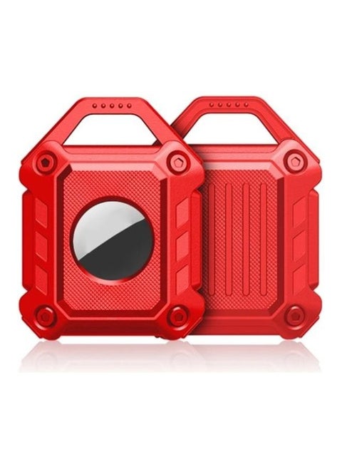 Armor Anti-Scratch Shockproof TPU Protective Cover Case with Keychain Hook Loop for Apple AirTag Red