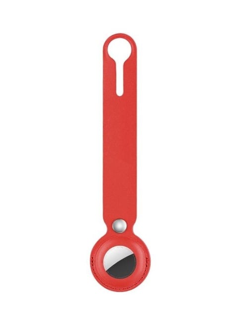 Shockproof Anti-Scratch PU Leather Protective Case Cover Key Chain for Apple AirTag Red