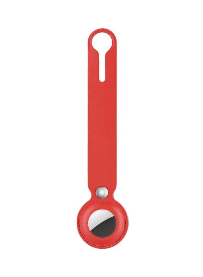 BGM - Shockproof Anti-Scratch PU Leather Protective Case Cover Key Chain for Apple AirTag Red - Image 1