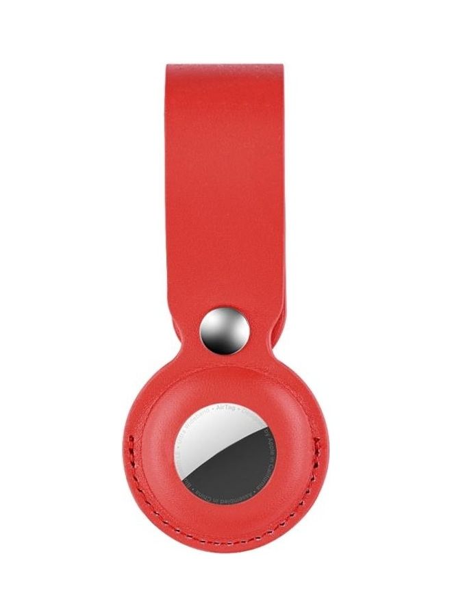 BGM - Shockproof Anti-Scratch PU Leather Protective Case Cover Key Chain for Apple AirTag Red - Image 1