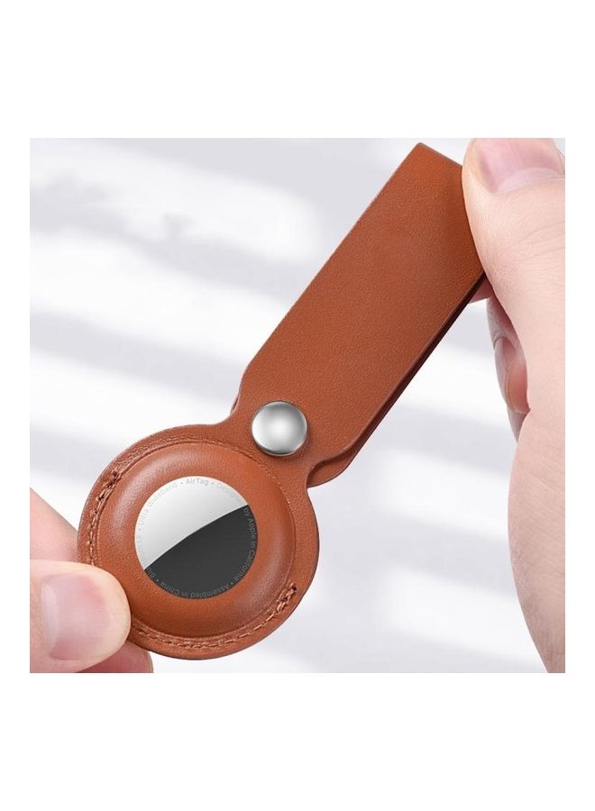 BGM - Shockproof Anti-Scratch PU Leather Protective Case Cover Key Chain for Apple AirTag Red - Image 1