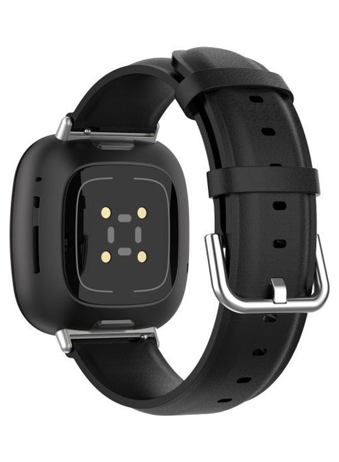 BGM Round Tail Leather Strap For Fitbit Versa 3/Fitbit Sense Black - Image 2