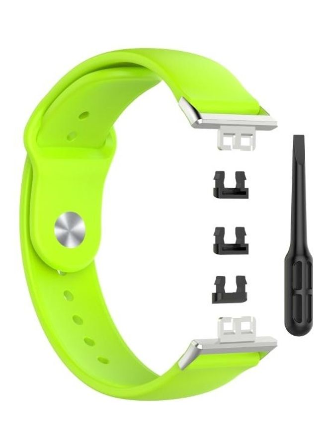 BGM Style Silicone Solid Color Replacement Strap Watchband For Huawei Watch Fit 18mm Back Buckle Green  - Image 1