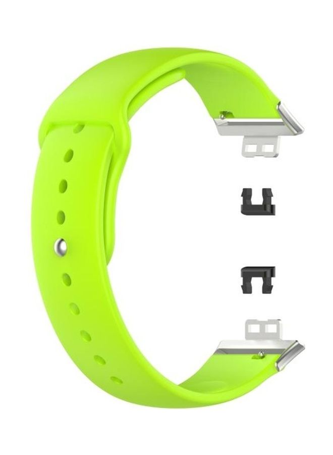 BGM Style Silicone Solid Color Replacement Strap Watchband For Huawei Watch Fit 18mm Back Buckle Green  - Image 2