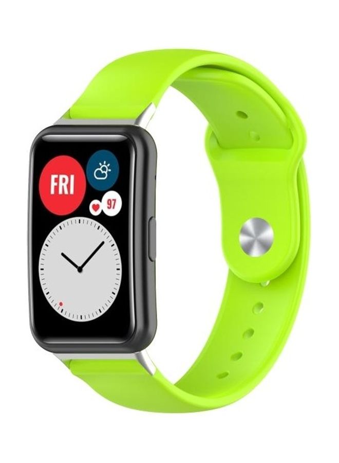 BGM Style Silicone Solid Color Replacement Strap Watchband For Huawei Watch Fit 18mm Back Buckle Green  - Image 4