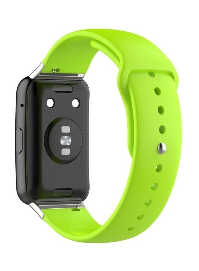 BGM Style Silicone Solid Color Replacement Strap Watchband For Huawei Watch Fit 18mm Back Buckle Green  - Image 5