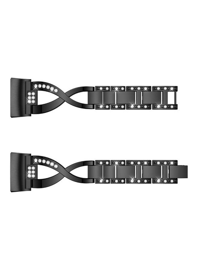 BGM X-shaped Diamond-studded Metal Steel Wrist Strap Watch Band for Fitbit Charge 3 Black - Image 3