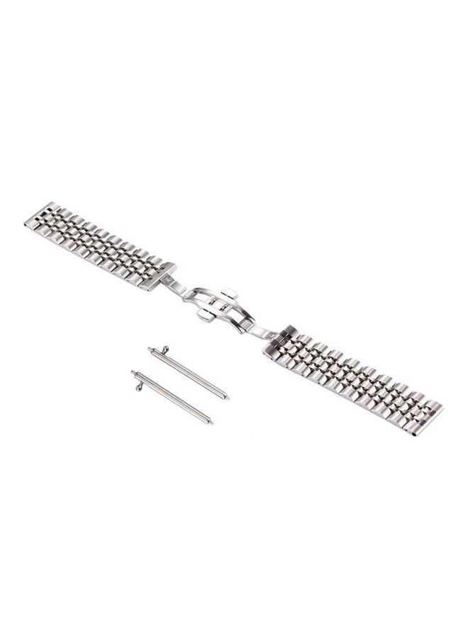 BGM For Samsung Gear S3 Classic Smart Watch Hidden Butterfly Buckle 7 Beads Watchband Silver - Image 1