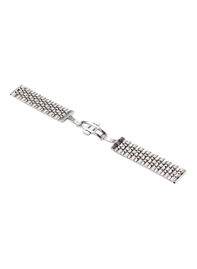 BGM For Samsung Gear S3 Classic Smart Watch Hidden Butterfly Buckle 7 Beads Watchband Silver - Image 2