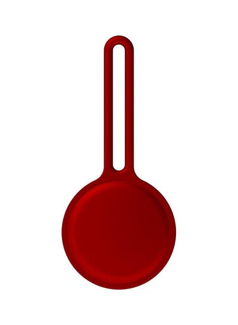 Shockproof Anti-Scratch Silicone Soft Case with Hanging Strap for Apple AirTag Red