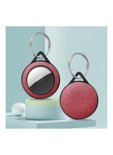 Sea Sand Texture PC Anti-Scratch Shockproof Protective Cover Soft Case with Keychain Ring Loop for Apple AirTag Red