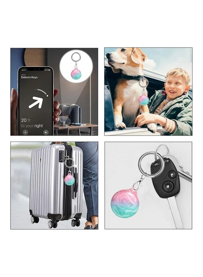 BGM - TPU Marble Pattern Shockproof Protective Cover Case with Keychain Hook Loop For Apple AirTag Multicolour - Image 1