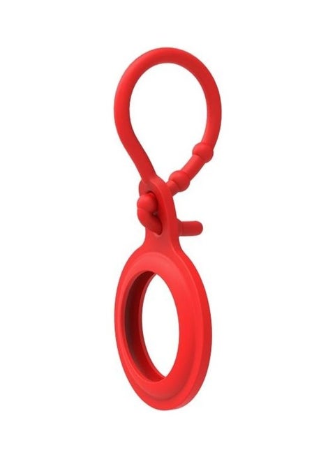 TPU Anti-Scratch Shockproof Protective Cover Soft Case with Keychain Ring Loop for Apple AirTag Red