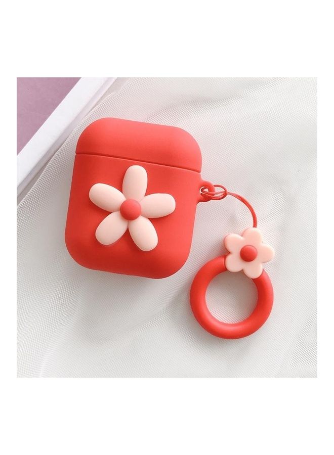 BGM Wireless Earphones Shockproof Little Flower Silicone Protective Case for Apple AirPods 1/2 Red - Image 1