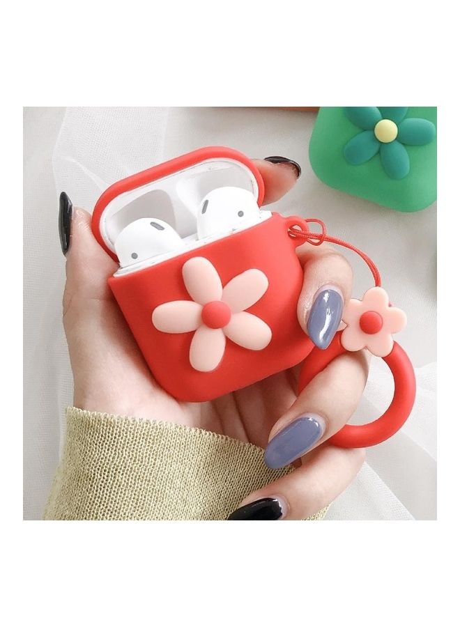 BGM Wireless Earphones Shockproof Little Flower Silicone Protective Case for Apple AirPods 1/2 Red - Image 2