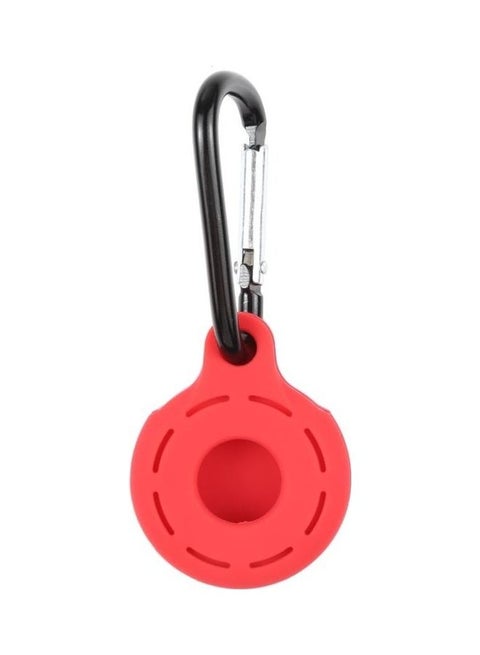 Silica Gel Hollow Out Anti-Scratch Shockproof Protective Cover Soft Case with Keychain Ring Loop for Apple AirTag Red