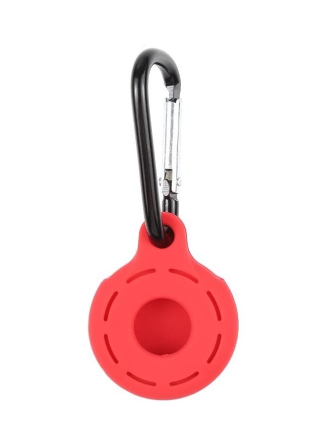 BGM - Silica Gel Hollow Out Anti-Scratch Shockproof Protective Cover Soft Case with Keychain Ring Loop for Apple AirTag Red - Image 1
