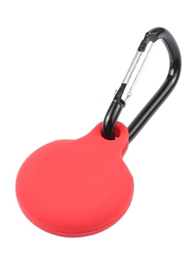 BGM - Silica Gel Hollow Out Anti-Scratch Shockproof Protective Cover Soft Case with Keychain Ring Loop for Apple AirTag Red - Image 1