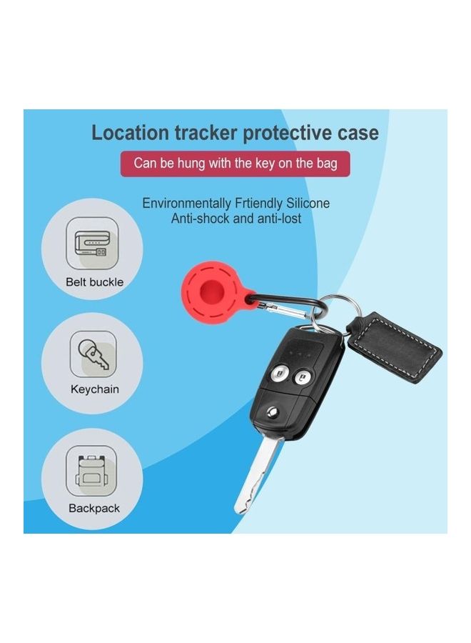 BGM - Silica Gel Hollow Out Anti-Scratch Shockproof Protective Cover Soft Case with Keychain Ring Loop for Apple AirTag Red - Image 1