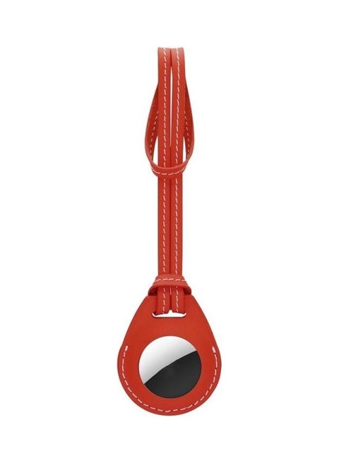 Shockproof Anti-Scratch Leather Protective Case Cover with Hang Loop for Apple AirTag Red
