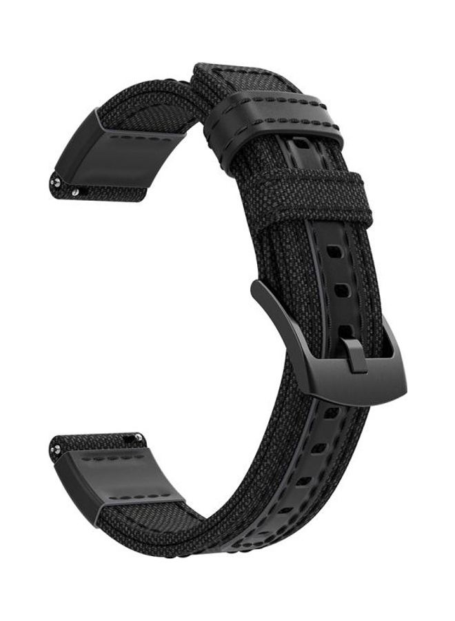 BGM Canvas and Leather Wrist Strap Watch Band for Samsung Gear S2/Galaxy Active 42mm Black - Image 3