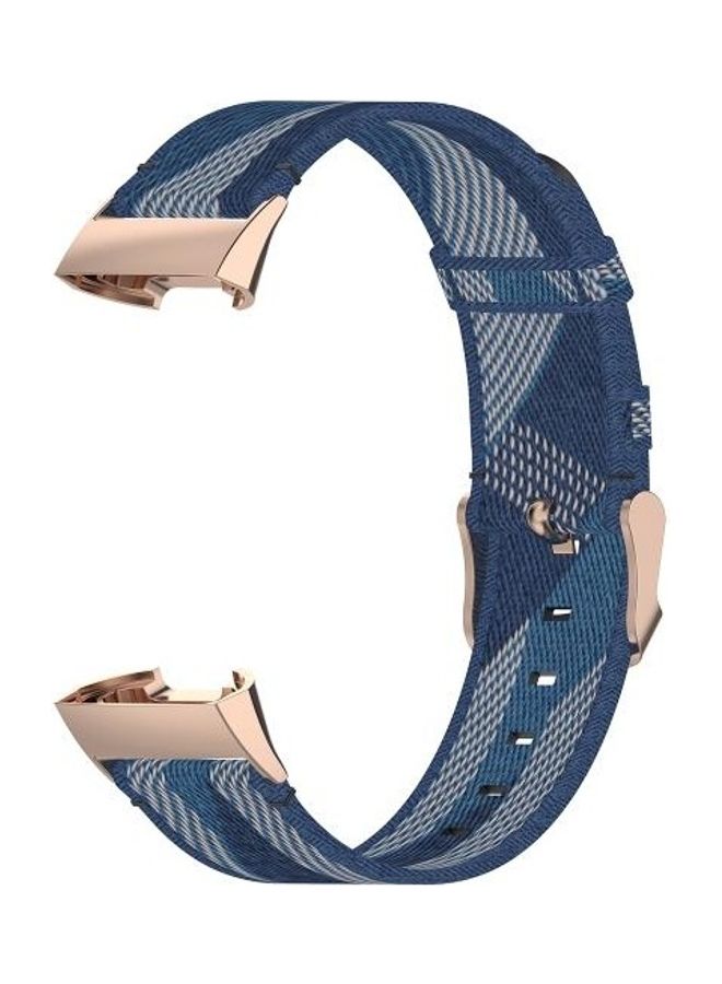 BGM Nylon Denim Replacement Band For Fitbit Charge 4/Charge 3/Charge 3 SE Blue Stripe - Image 5