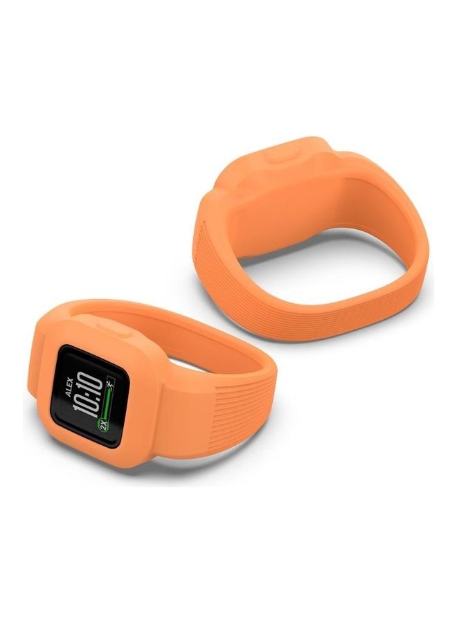 BGM No Buckle Silicone Pure Colour Replacement Watchband For Garmin Vivofit JR3 Large Orange - Image 3