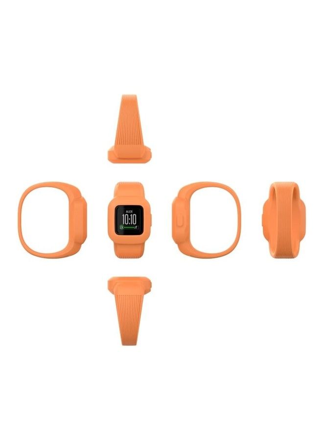 BGM No Buckle Silicone Pure Colour Replacement Watchband For Garmin Vivofit JR3 Large Orange - Image 4