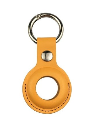 Shockproof Anti-Scratch Leather Protective Case Cover Key Chain with Hang Loop For Apple AirTag Yellow - v1631123494/N50686623A_1