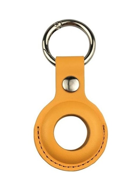 Shockproof Anti-Scratch Leather Protective Case Cover Key Chain with Hang Loop For Apple AirTag Yellow
