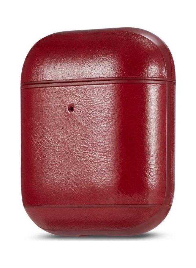 BGM Genuine Leather Crazy Horse Texture Earphone Protective Case for Apple AirPods Red - Image 2