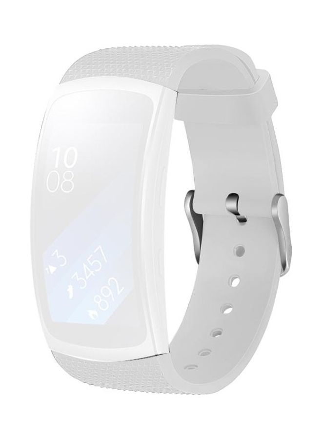 BGM 3D Textured Silicone TPU Strap For Samsung Galaxy Gear Fit2 White  - Image 1