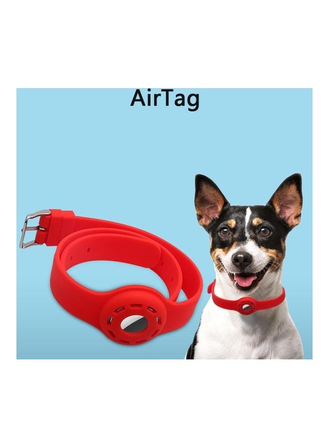 BGM - Pet Collar Anti-Scratch Shockproof Silicone Protective Cover Case for Apple AirTag Red - Image 1