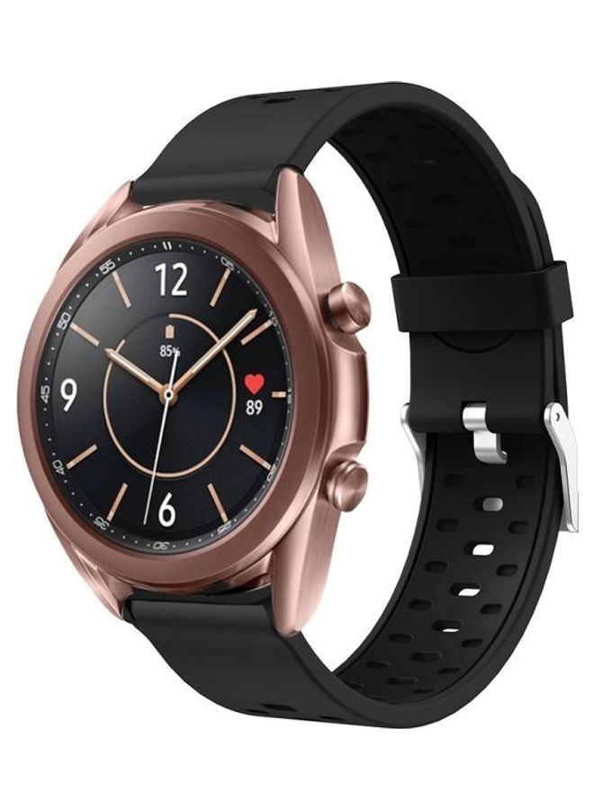 BGM Three Row Holes Silicone Replacement Strap Watchband For Samsung Galaxy Watch 3 41mm Black - Image 2