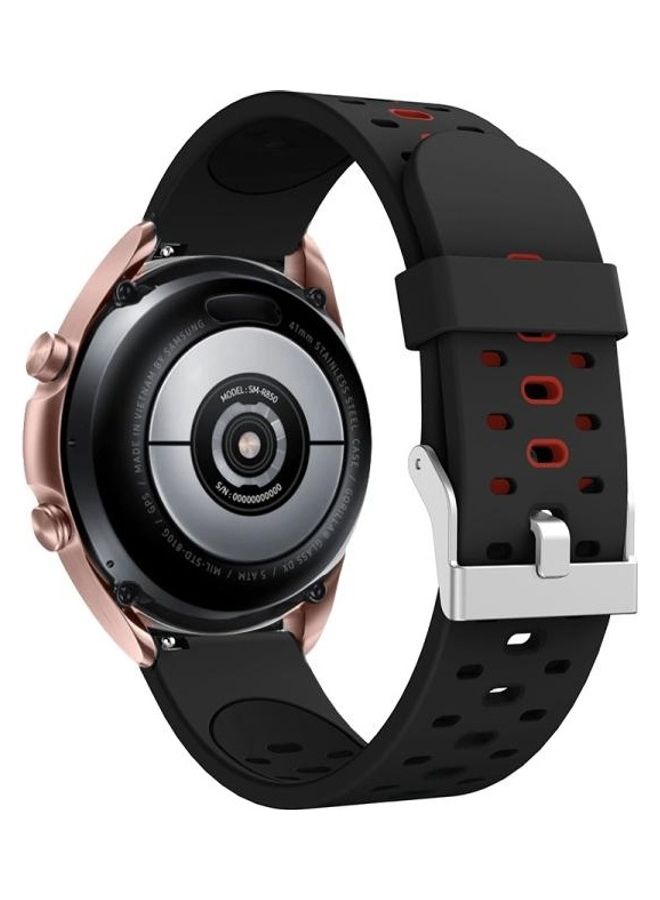BGM Three Row Holes Silicone Replacement Strap Watchband For Samsung Galaxy Watch 3 41mm Black - Image 3