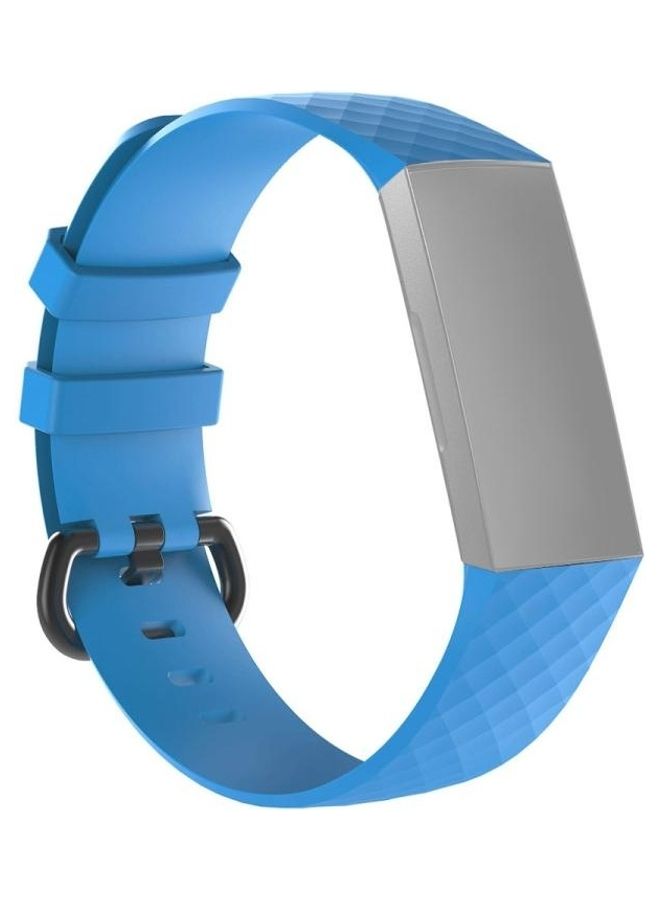 BGM Diamond Pattern Wrist Strap Watch Band For Fitbit Charge 3 Sky Blue - Image 1