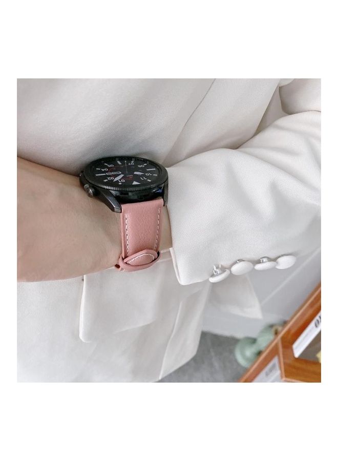 BGM Leather Silver Buckle Replacement Strap Watchband For Samsung Galaxy Watch3 45mm Beige - Image 3