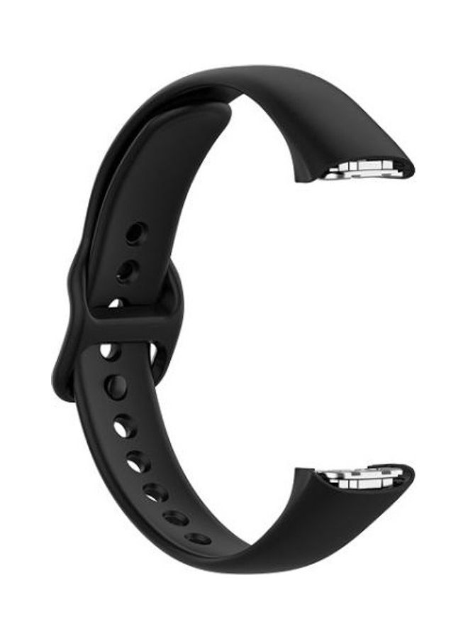 BGM Silicone Steel Shrapnel Replacement Strap Watchband For Samsung Galaxy Fit SM-R370 Black - Image 1