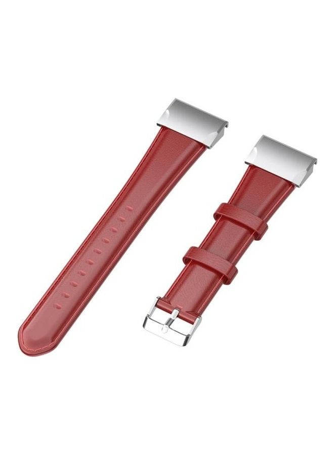 BGM Oil Wax Calfskin Replacement Strap For Garmin Fenix 6S Red - Image 3