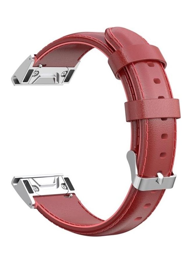 BGM Oil Wax Calfskin Quick Release Strap For Garmin Fenix 6X Red - Image 1