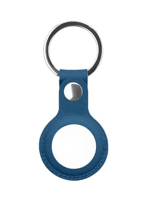 Mutural PU Leather Protective Case with Key Ring for Apple AirTag Dark Blue